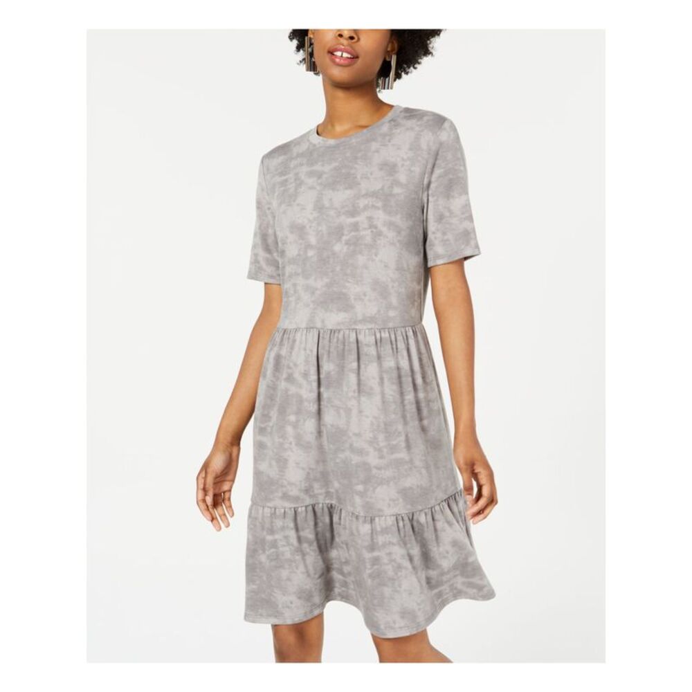 ONE CLOTHING Womens Short Sleeve Crew Neck Above The Knee Fit + Flare Dress